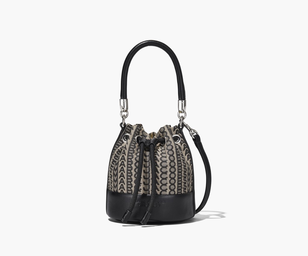 The Monogram Leather Mini Bucket Bag (Beige Multi)